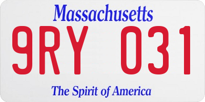 MA license plate 9RY031