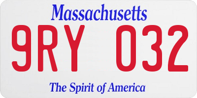 MA license plate 9RY032