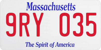 MA license plate 9RY035