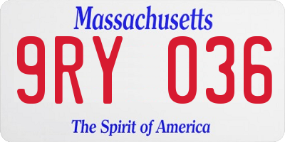 MA license plate 9RY036