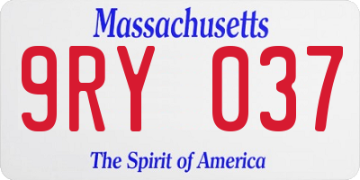 MA license plate 9RY037