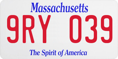 MA license plate 9RY039