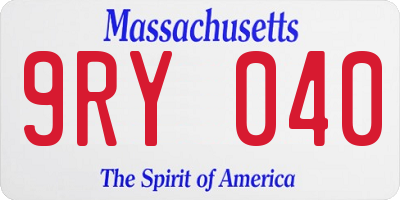 MA license plate 9RY040
