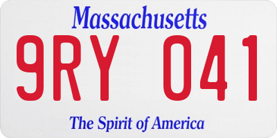 MA license plate 9RY041