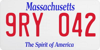 MA license plate 9RY042