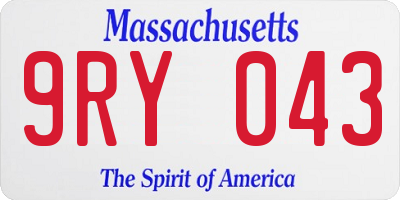 MA license plate 9RY043
