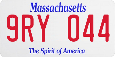 MA license plate 9RY044
