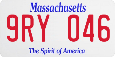 MA license plate 9RY046