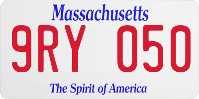 MA license plate 9RY050