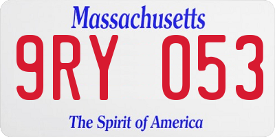 MA license plate 9RY053