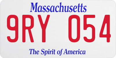 MA license plate 9RY054