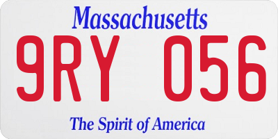 MA license plate 9RY056