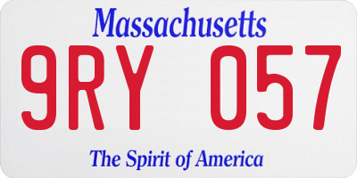 MA license plate 9RY057