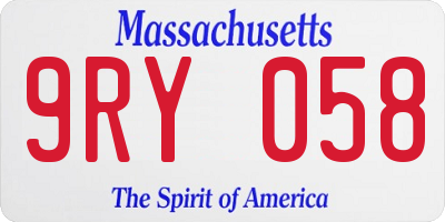 MA license plate 9RY058