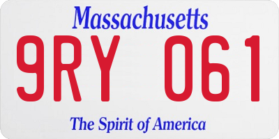 MA license plate 9RY061