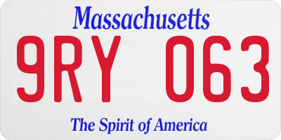 MA license plate 9RY063