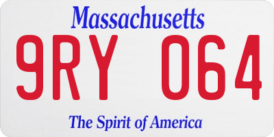MA license plate 9RY064