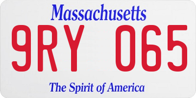 MA license plate 9RY065