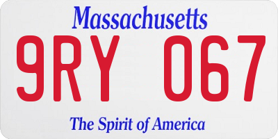 MA license plate 9RY067