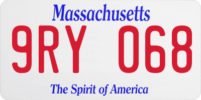MA license plate 9RY068