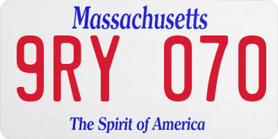 MA license plate 9RY070