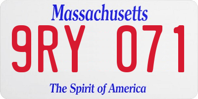MA license plate 9RY071