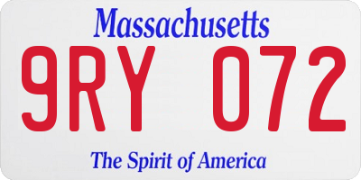 MA license plate 9RY072