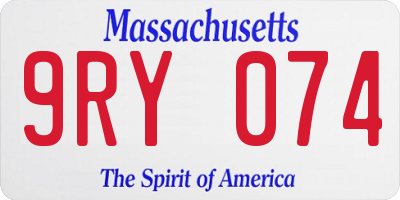 MA license plate 9RY074