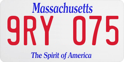 MA license plate 9RY075