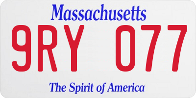 MA license plate 9RY077