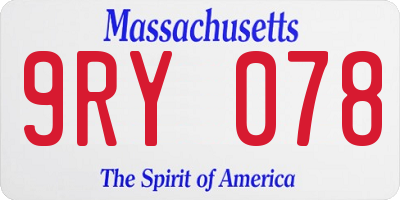 MA license plate 9RY078