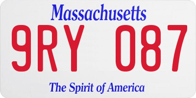 MA license plate 9RY087