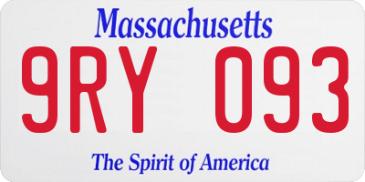 MA license plate 9RY093
