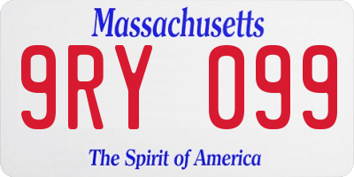 MA license plate 9RY099