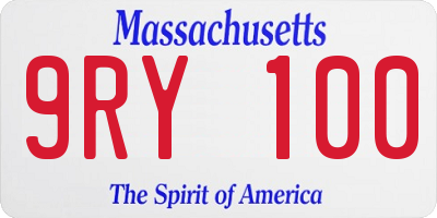 MA license plate 9RY100