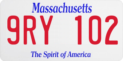 MA license plate 9RY102