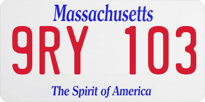 MA license plate 9RY103