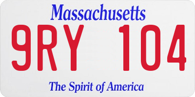 MA license plate 9RY104
