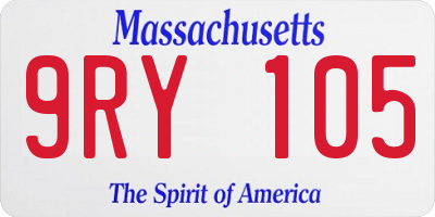 MA license plate 9RY105