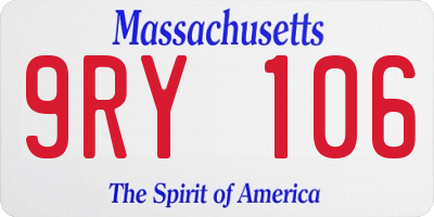 MA license plate 9RY106