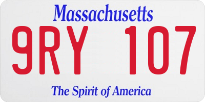MA license plate 9RY107