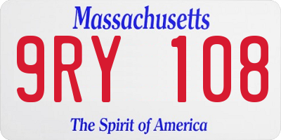MA license plate 9RY108
