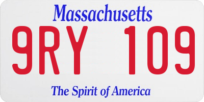 MA license plate 9RY109