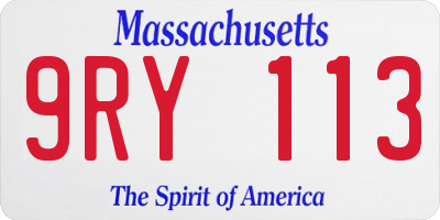 MA license plate 9RY113