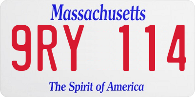 MA license plate 9RY114