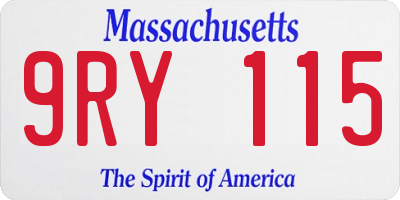 MA license plate 9RY115