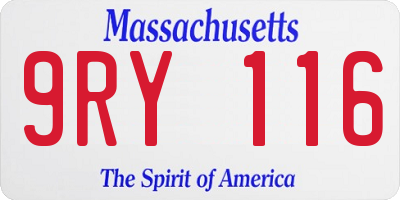 MA license plate 9RY116