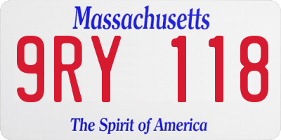 MA license plate 9RY118