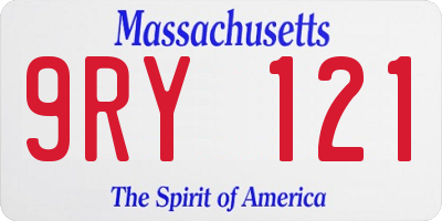 MA license plate 9RY121