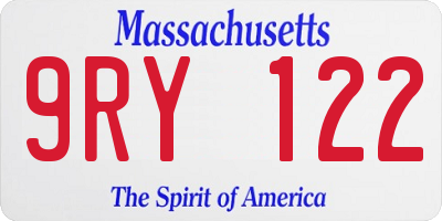 MA license plate 9RY122